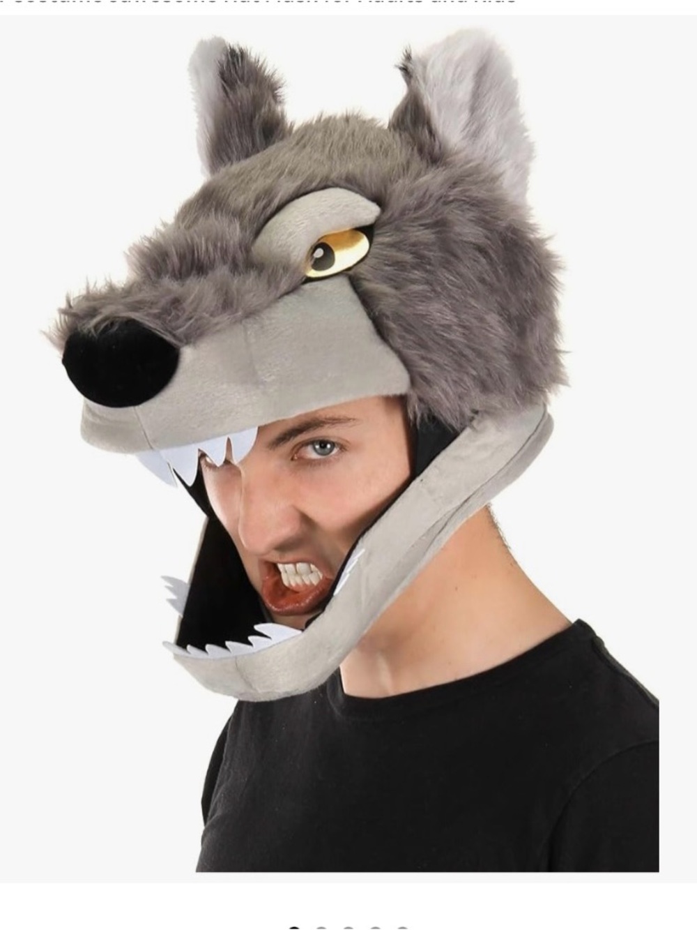 Gray Wolf Plush Head Hat Costume